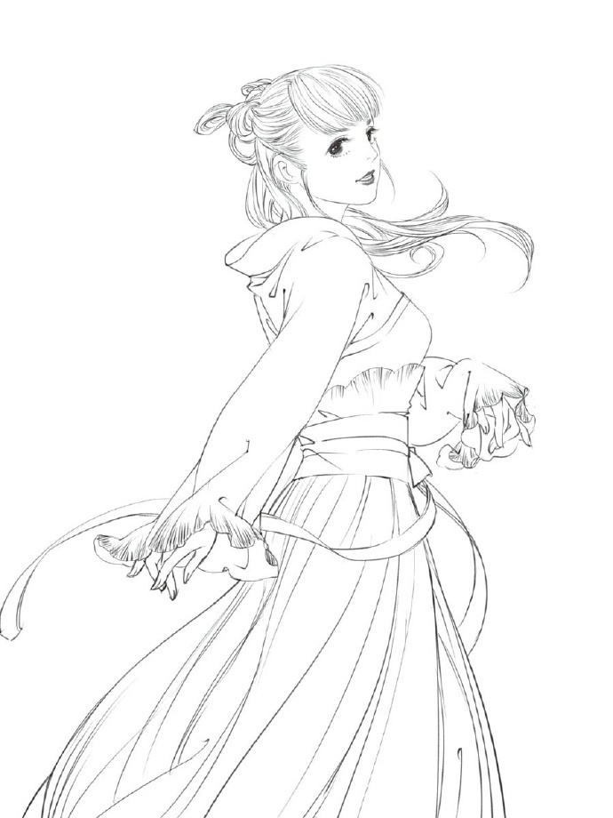 30款古風(fēng)人物線稿圖，古風(fēng)線稿臨摹圖