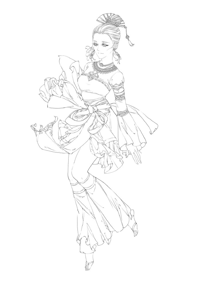 30款古風(fēng)人物線稿圖，古風(fēng)線稿臨摹圖