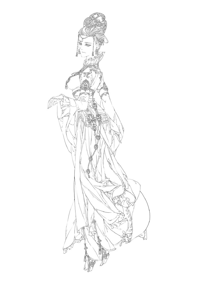 30款古風(fēng)人物線稿圖，古風(fēng)線稿臨摹圖