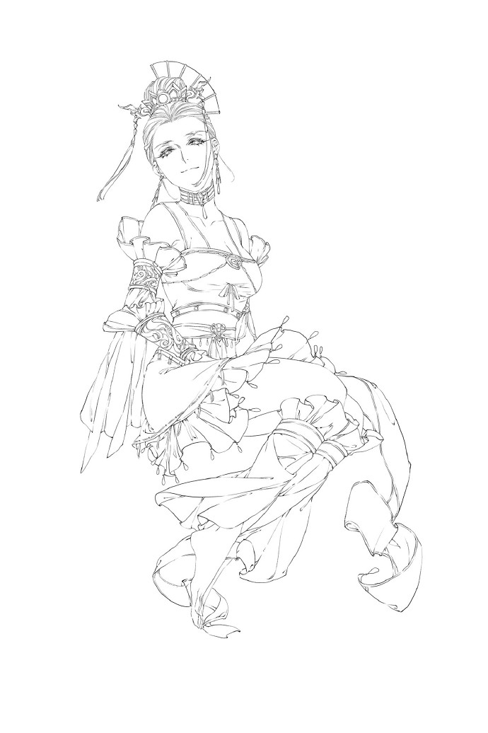 30款古風(fēng)人物線稿圖，古風(fēng)線稿臨摹圖