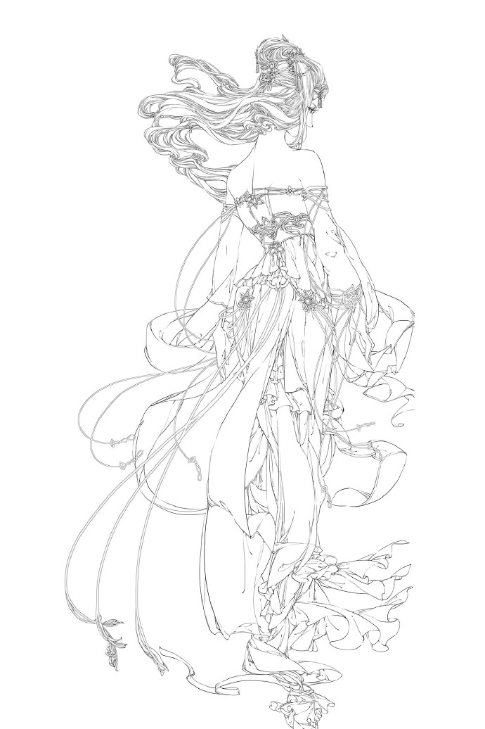 30款古風(fēng)人物線稿圖，古風(fēng)線稿臨摹圖