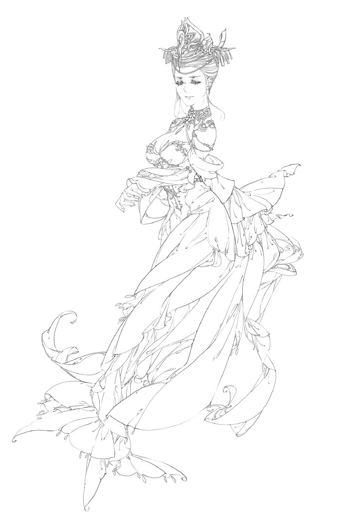 30款古風(fēng)人物線稿圖，古風(fēng)線稿臨摹圖