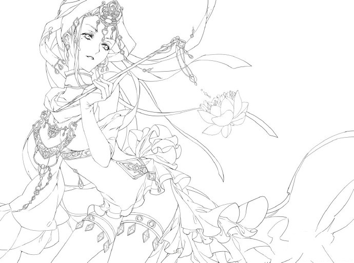 30款古風(fēng)人物線稿圖，古風(fēng)線稿臨摹圖