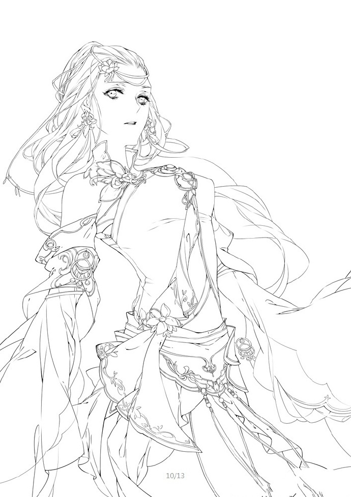 30款古風(fēng)人物線稿圖，古風(fēng)線稿臨摹圖