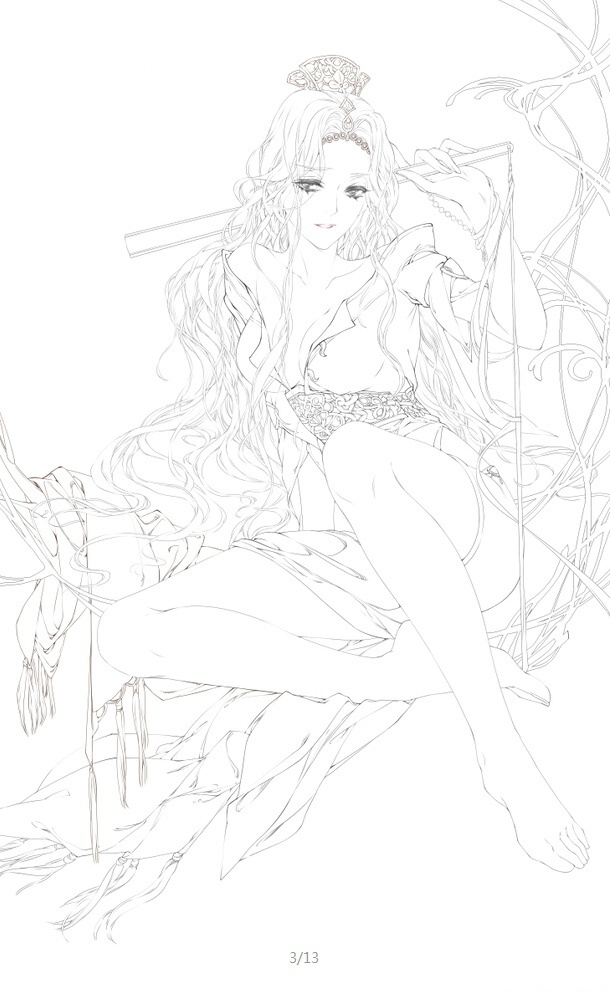 30款古風(fēng)人物線稿圖，古風(fēng)線稿臨摹圖