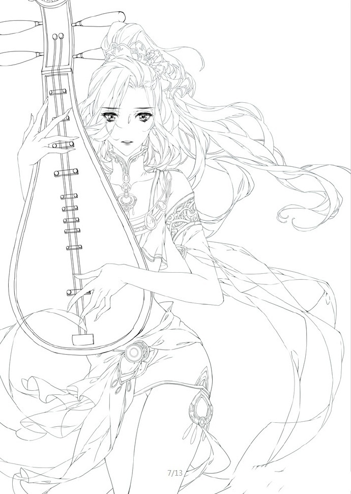 30款古風(fēng)人物線稿圖，古風(fēng)線稿臨摹圖