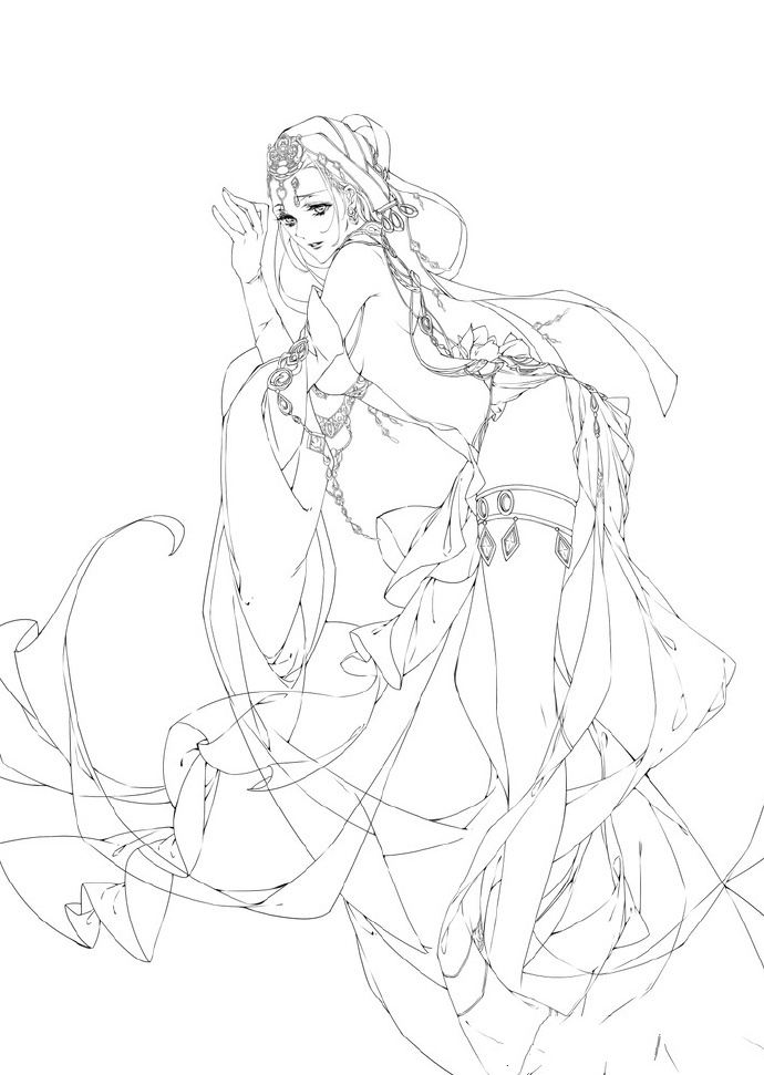 30款古風(fēng)人物線稿圖，古風(fēng)線稿臨摹圖