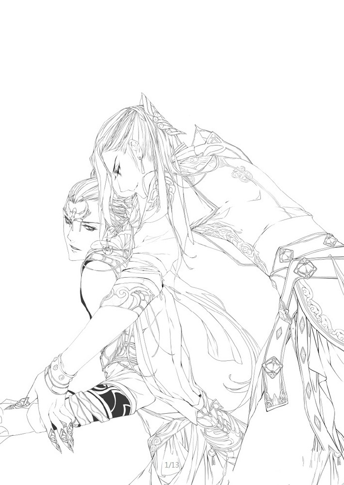 30款古風(fēng)人物線稿圖，古風(fēng)線稿臨摹圖