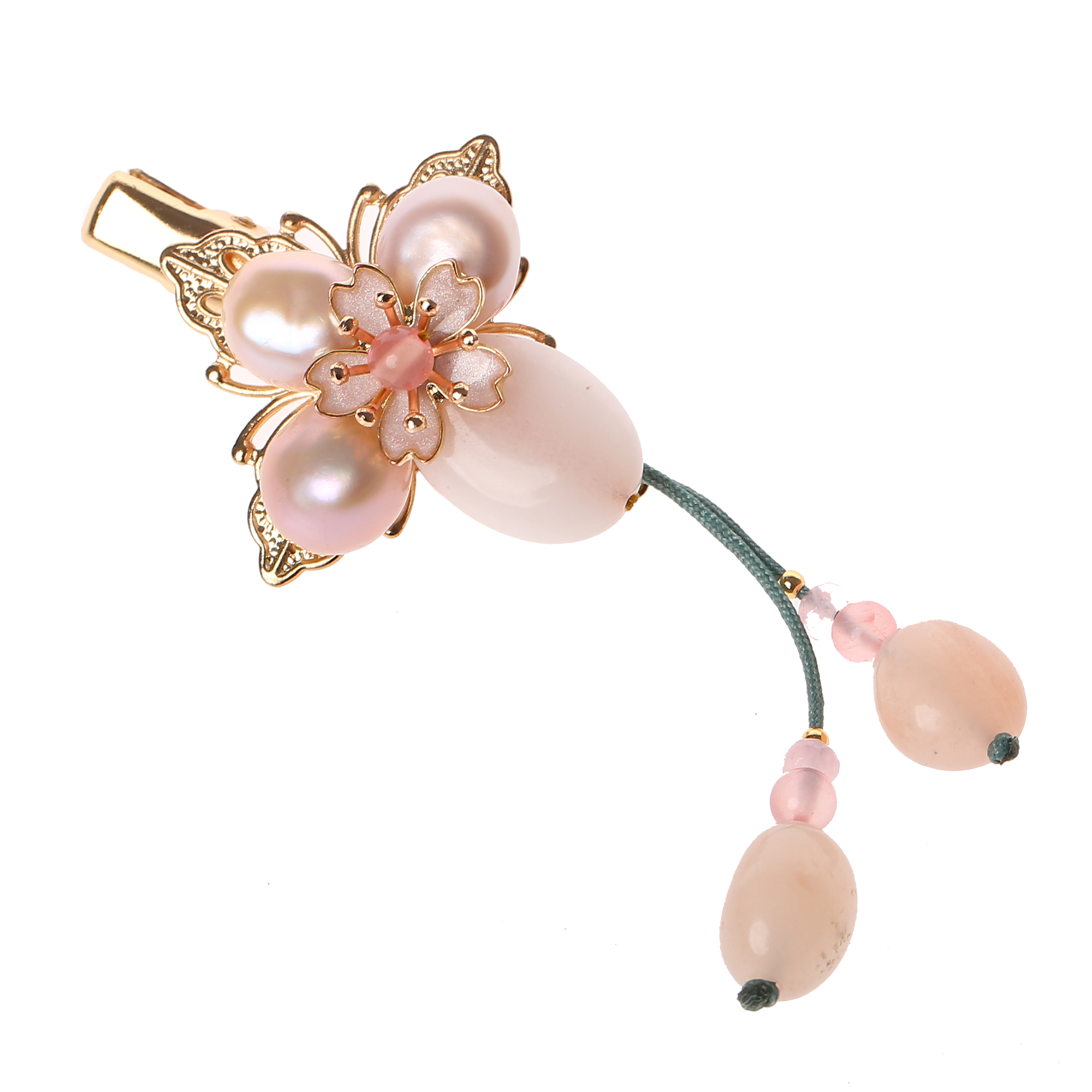 粉嫩珍珠發(fā)夾，淡雅精致的古風(fēng)頭飾