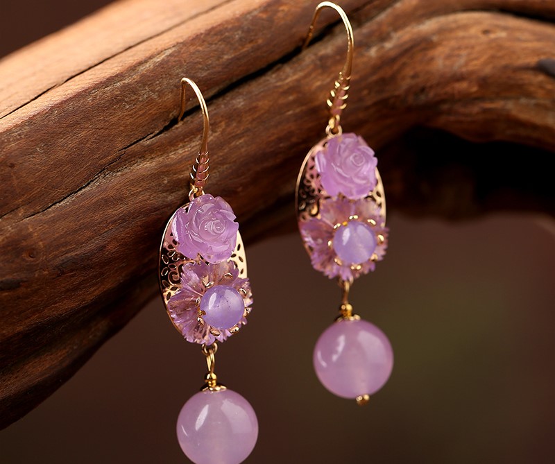 高貴典雅紫色系耳環(huán)，優(yōu)雅嫵媚的古風首飾