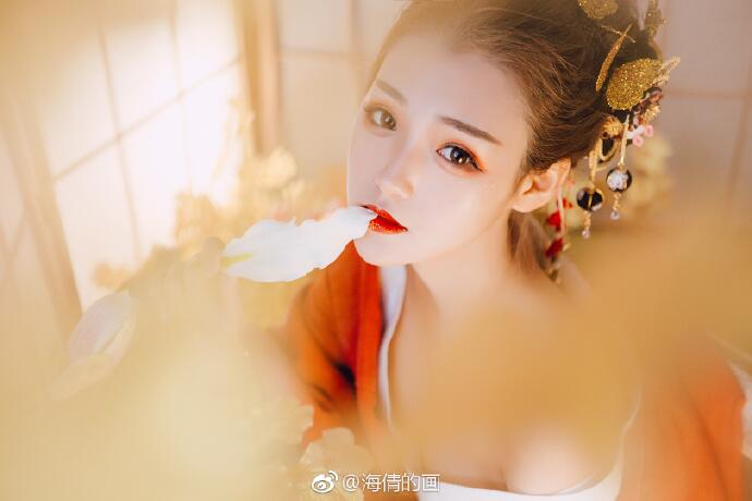 日式和服風(fēng)古裝攝影，好美麗的紅衣小姐姐