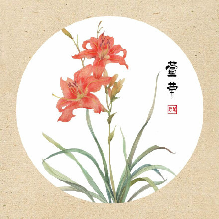 清新古風(fēng)花卉插畫，可作頭像的花卉插畫圖片