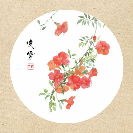 清新古風(fēng)花卉插畫，可作頭像的花卉插畫圖片