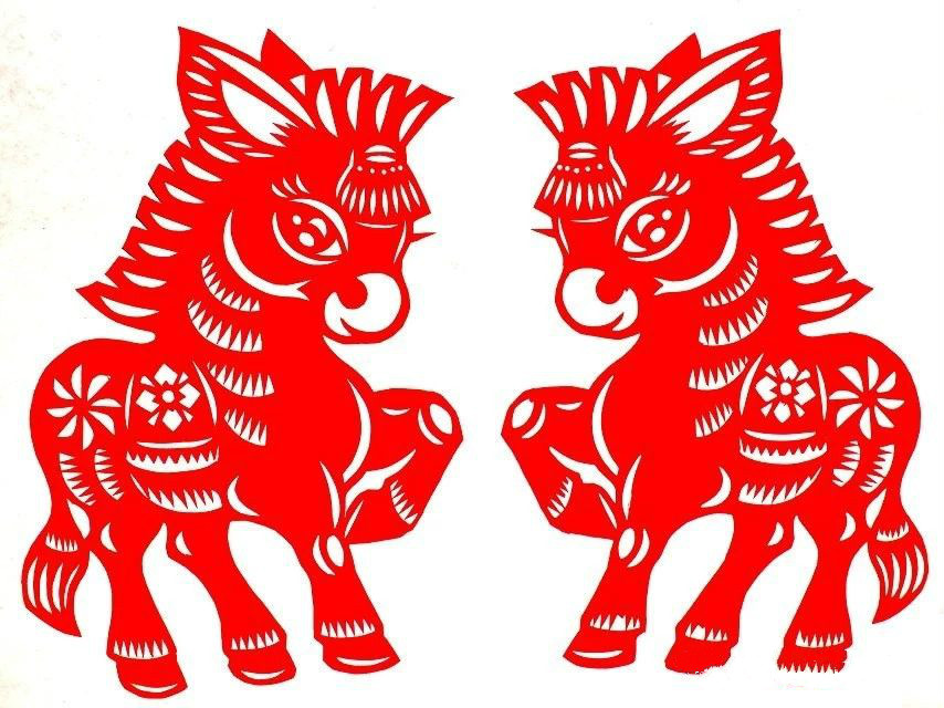 活潑可愛的小馬駒剪紙圖集(25張)，孫立峰作品