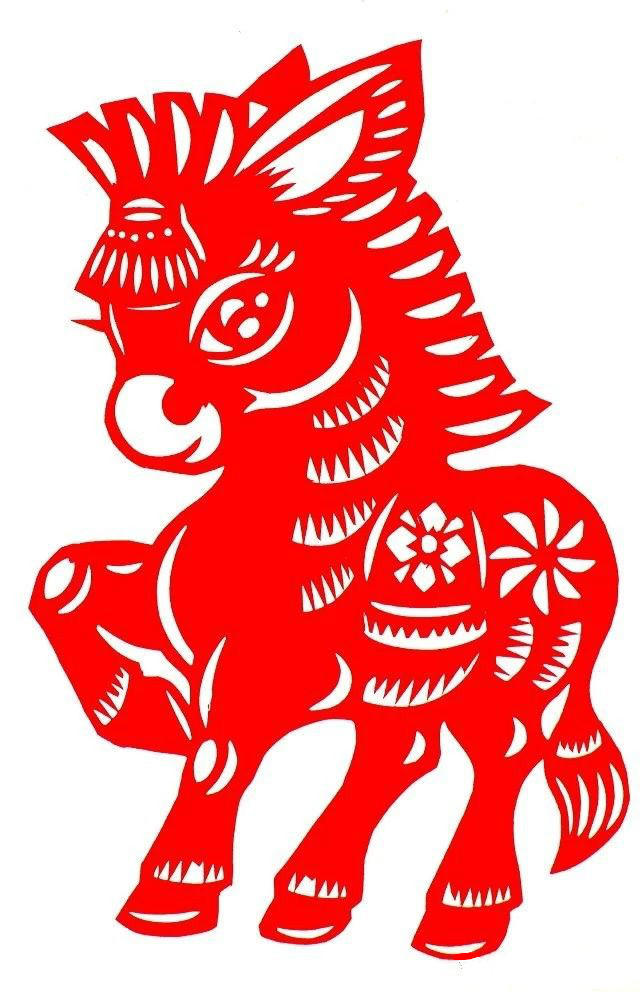 活潑可愛的小馬駒剪紙圖集(25張)，孫立峰作品