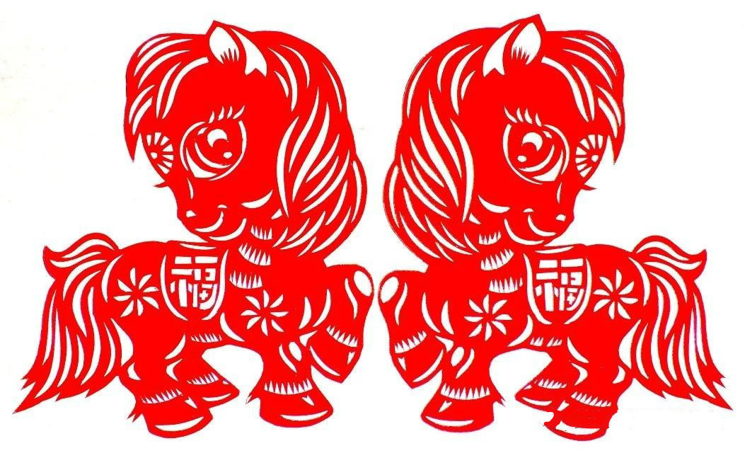 活潑可愛的小馬駒剪紙圖集(25張)，孫立峰作品