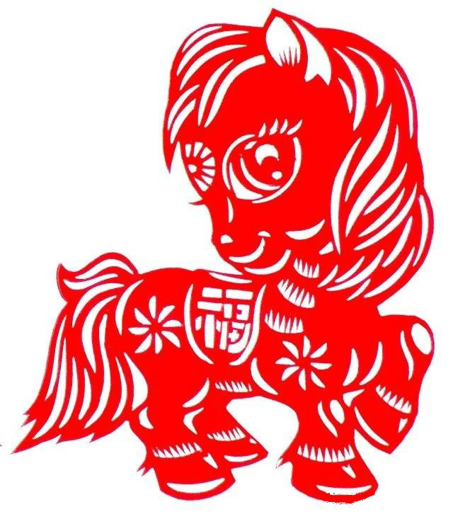 活潑可愛的小馬駒剪紙圖集(25張)，孫立峰作品