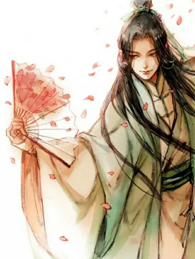 一組帥氣小哥哥古風(fēng)圖片，手持折扇男生古風(fēng)圖