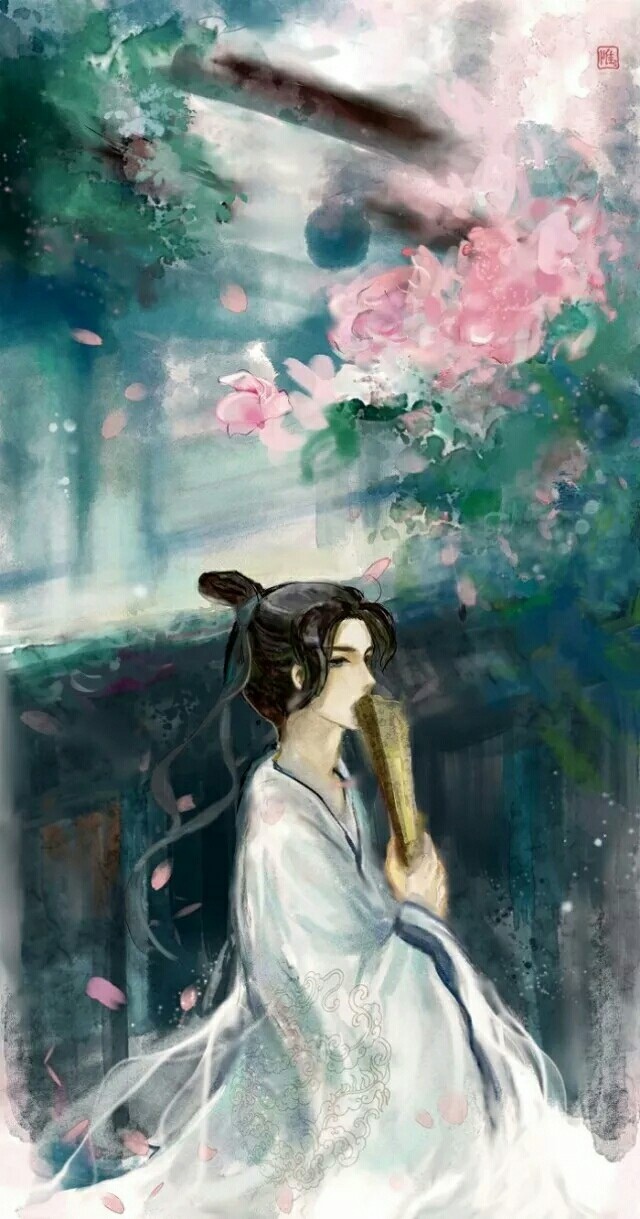 一組帥氣小哥哥古風(fēng)圖片，手持折扇男生古風(fēng)圖