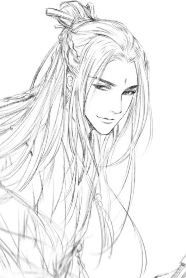 15張超帥古風美男線稿圖，古風人物線稿臨摹圖集