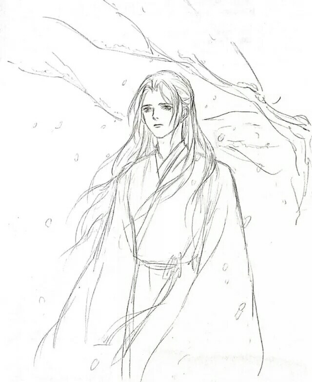 15張超帥古風美男線稿圖，古風人物線稿臨摹圖集