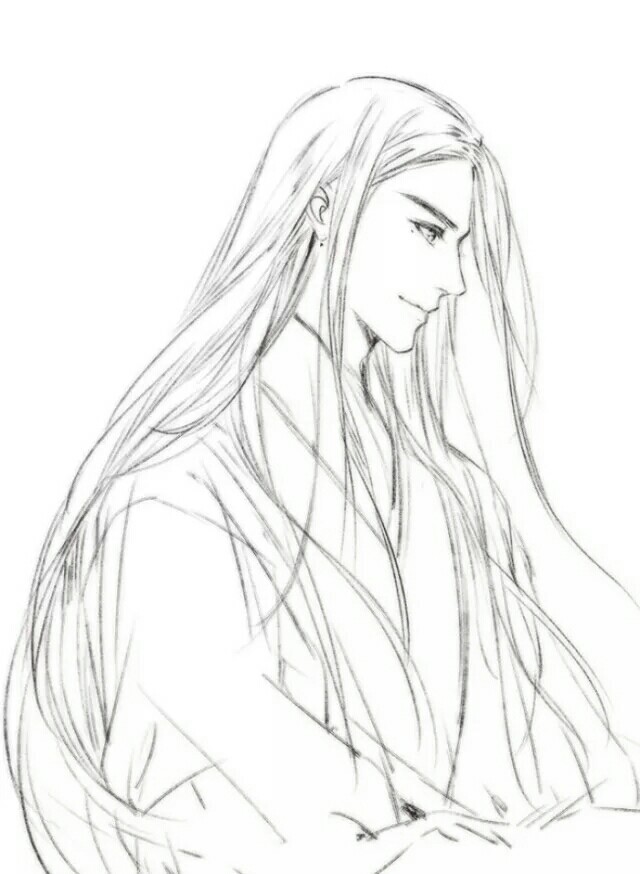 15張超帥古風美男線稿圖，古風人物線稿臨摹圖集