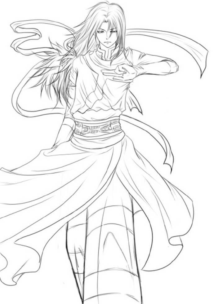 15張超帥古風美男線稿圖，古風人物線稿臨摹圖集