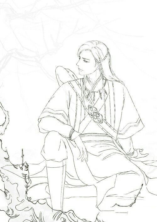 15張超帥古風美男線稿圖，古風人物線稿臨摹圖集