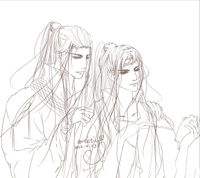 15張超帥古風美男線稿圖，古風人物線稿臨摹圖集