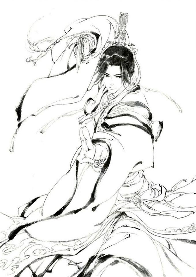 15張超帥古風美男線稿圖，古風人物線稿臨摹圖集