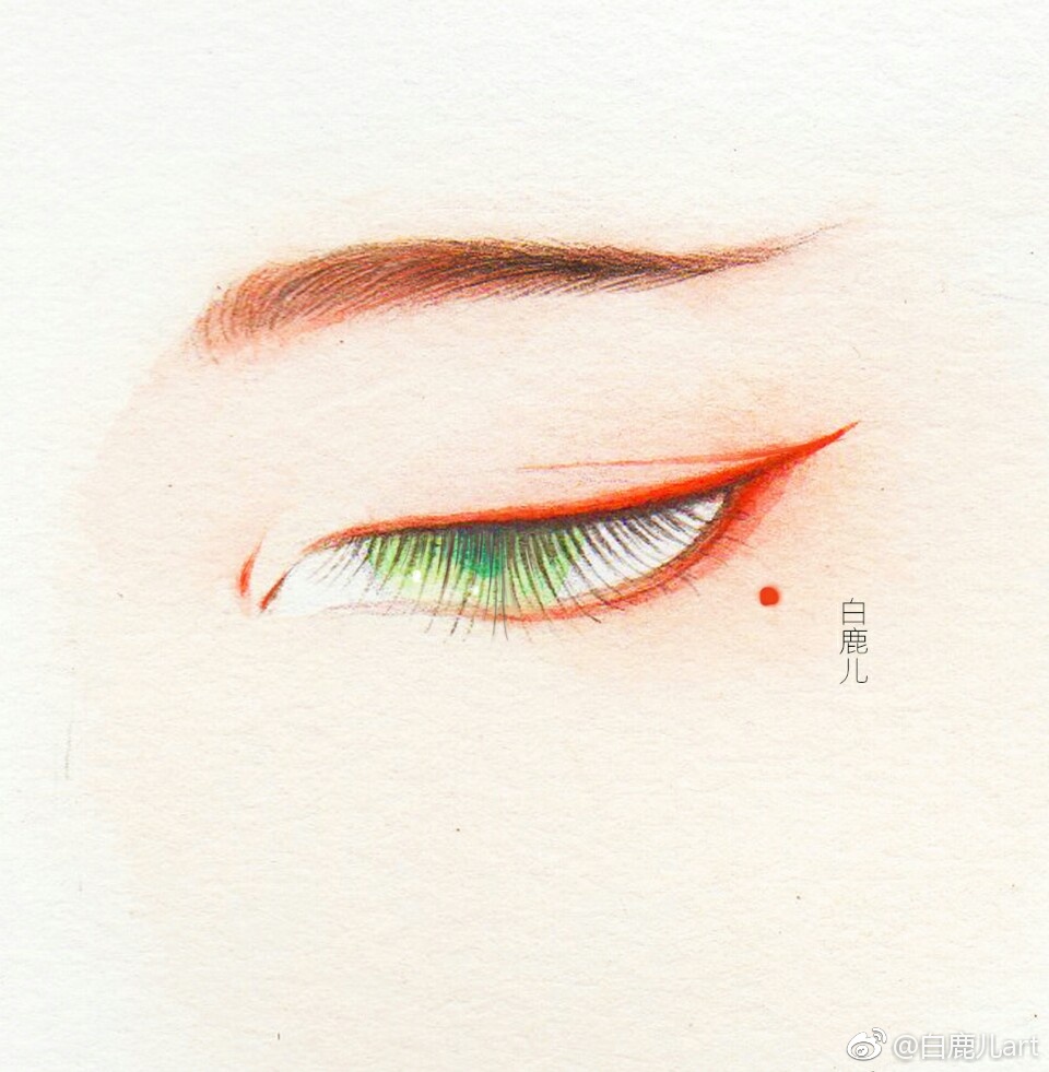 閉眼女子眉眼繪畫圖集，唯美眼睛古風(fēng)圖片