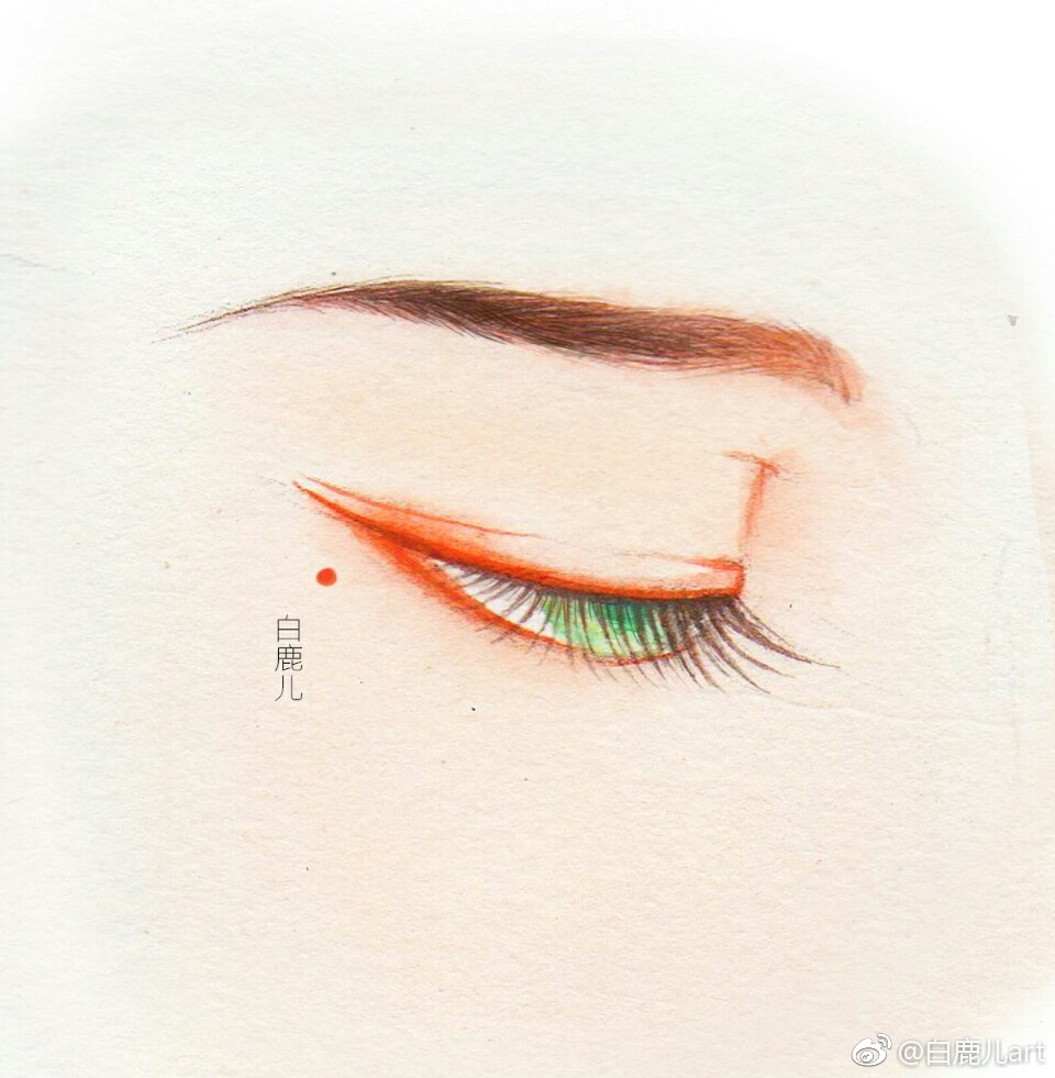 閉眼女子眉眼繪畫圖集，唯美眼睛古風(fēng)圖片