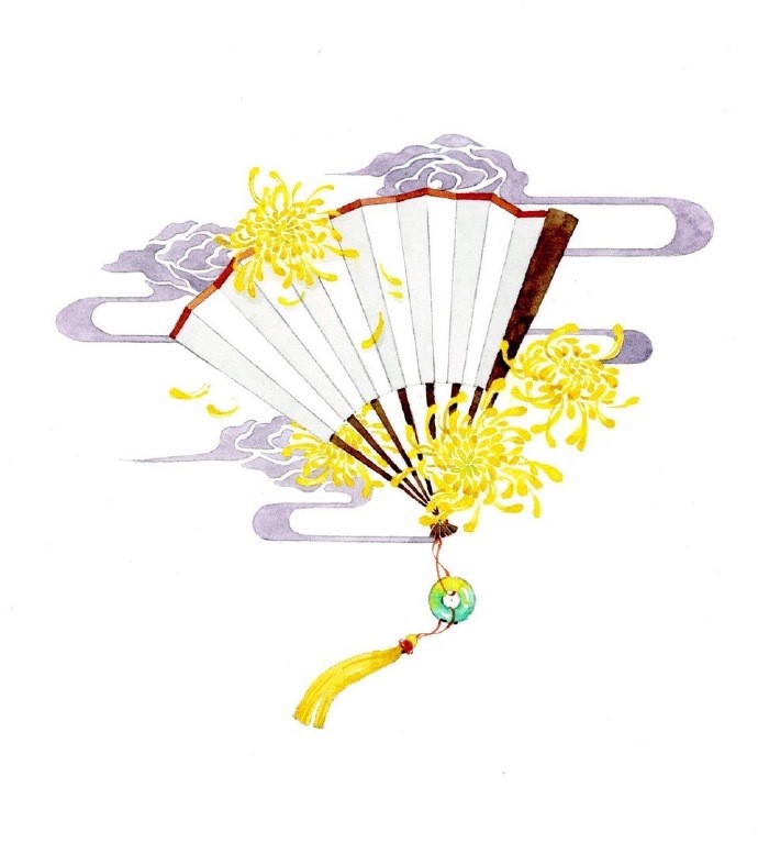 一組古風(fēng)配飾插畫系列，清新唯美古風(fēng)圖片