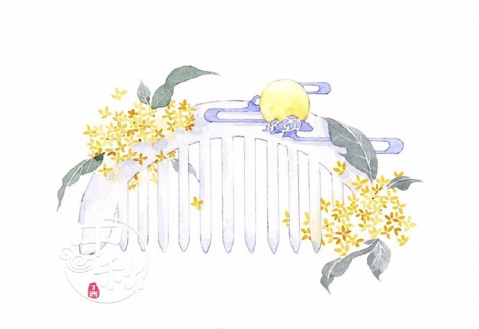 一組古風(fēng)配飾插畫系列，清新唯美古風(fēng)圖片