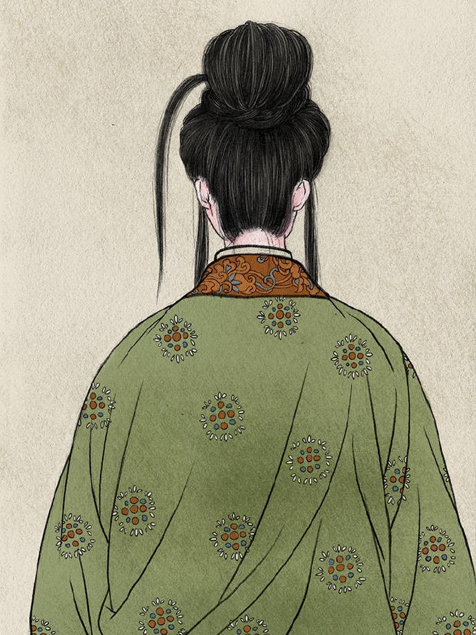 一組古風(fēng)人物背影插畫，古風(fēng)水彩玲瓏背影