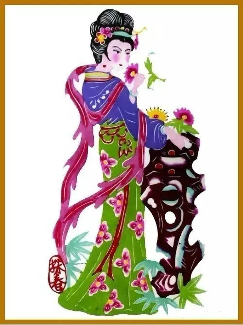 美女染色剪紙作品欣賞，色彩斑斕的剪紙藝術(shù)