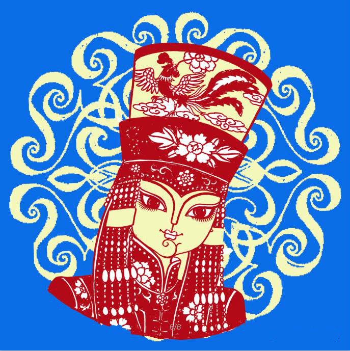 蒙古族美女剪紙，曹文峰剪紙作品欣賞