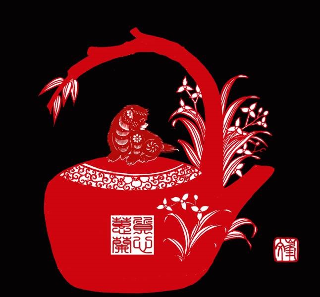 百狗圖剪紙系列(32張)，曹文峰剪紙作品欣賞