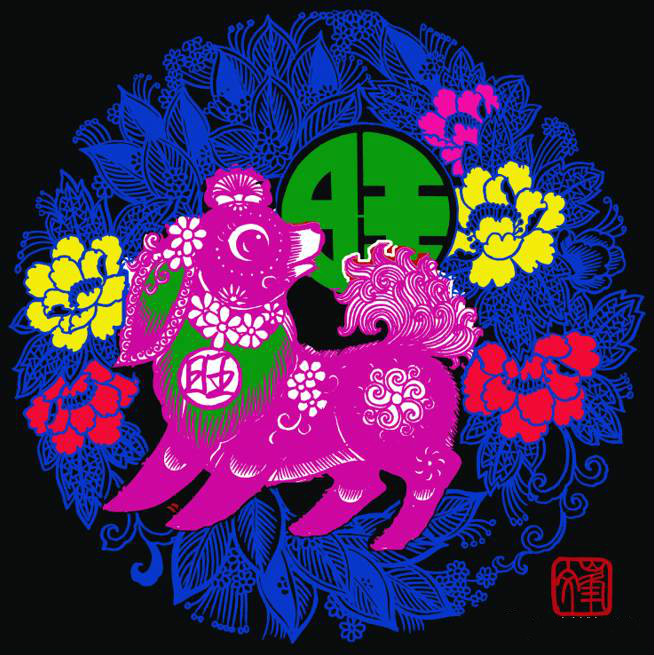 百狗圖剪紙系列(32張)，曹文峰剪紙作品欣賞