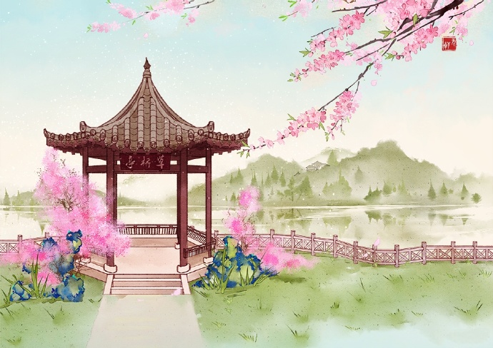 花香滿溢的古風(fēng)圖片，春天意境的唯美古風(fēng)圖片