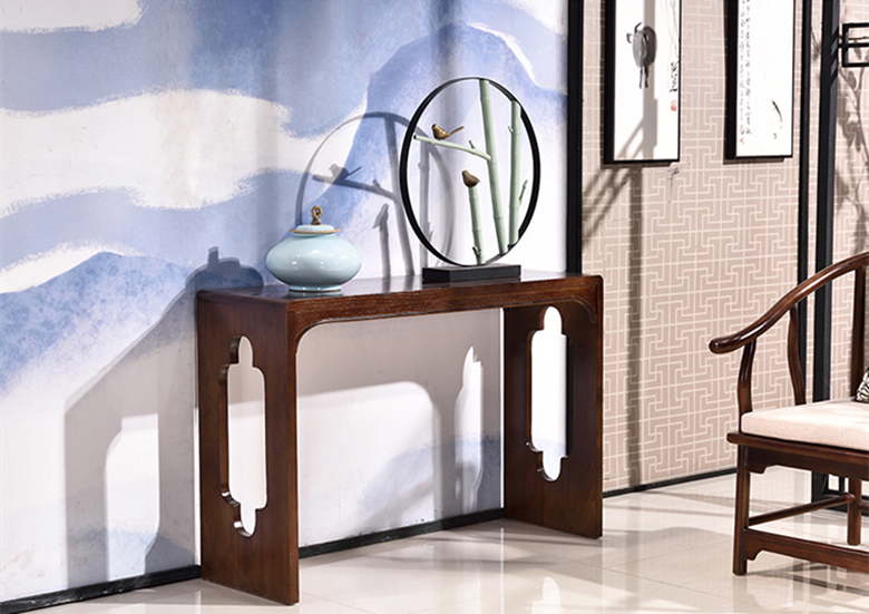 新中式仿古實(shí)木羅漢床布藝沙發(fā)組合