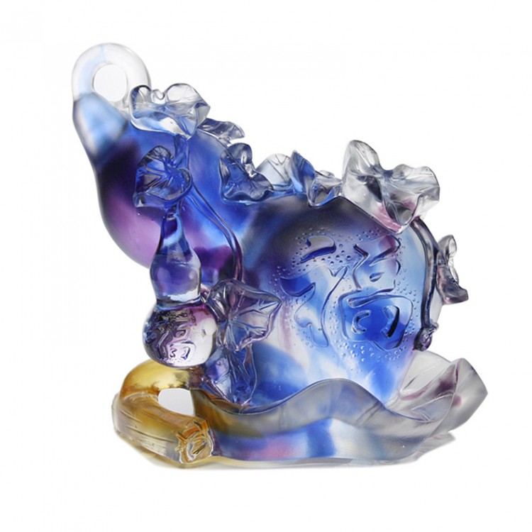 藍紫色琉璃葫蘆工藝裝飾品擺