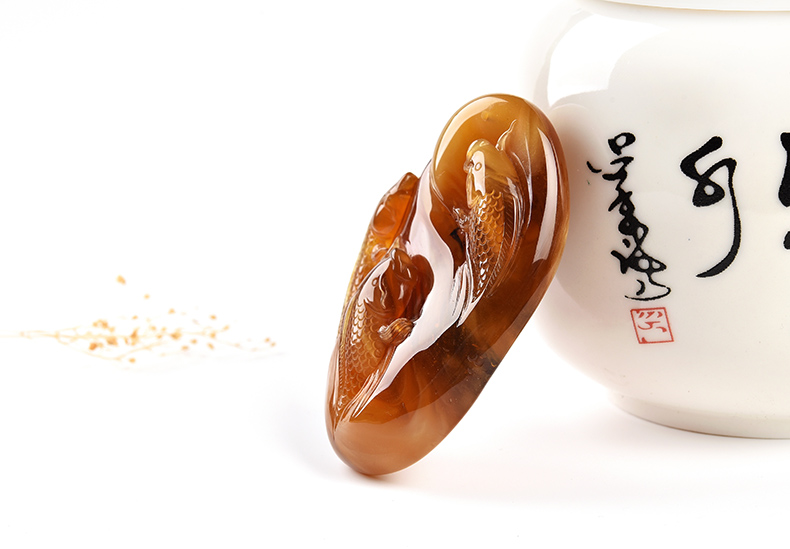緬甸琥珀茶珀琥珀鯉魚(yú)牌吊墜
