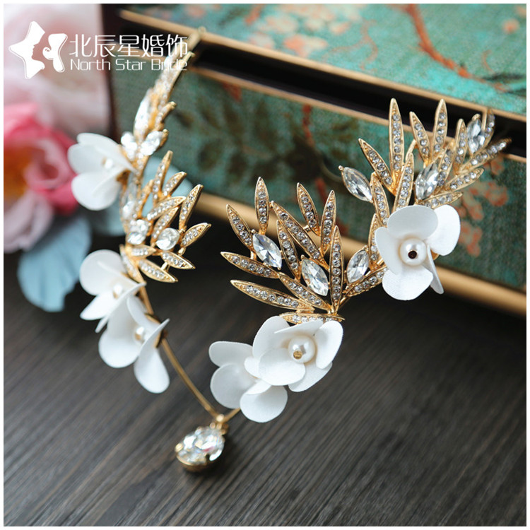 匠心啟航閱讀新娘結(jié)婚花朵水鉆頭飾額飾