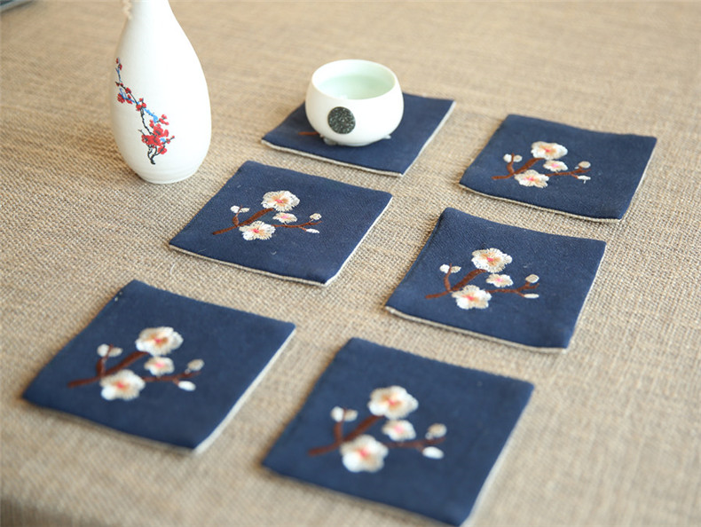 匠心啟航閱讀刺繡花桌旗梅花茶席布藝禪意