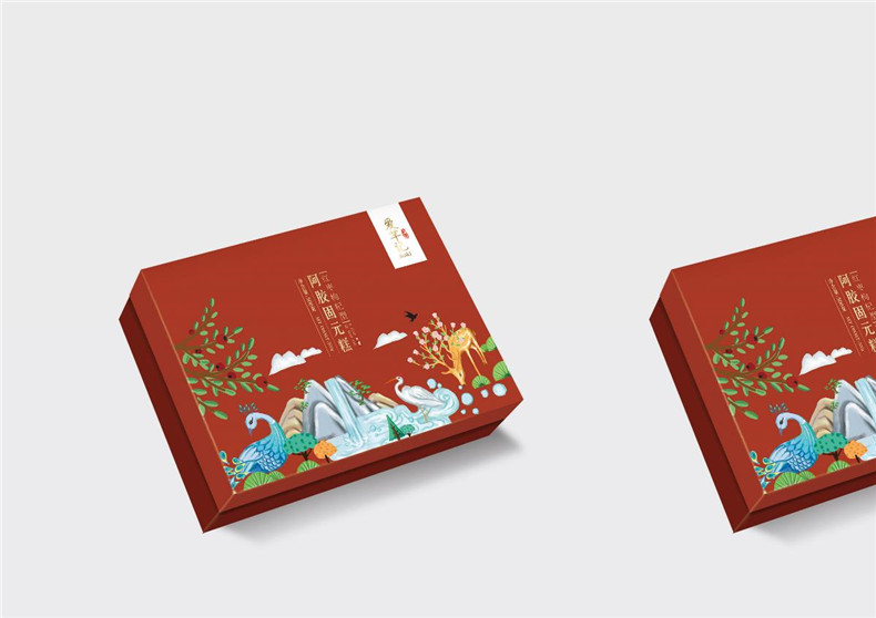 阿膠糕紅糖食品包裝水墨風設計