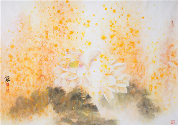 金香典雅荷花國畫藝術(shù)欣賞