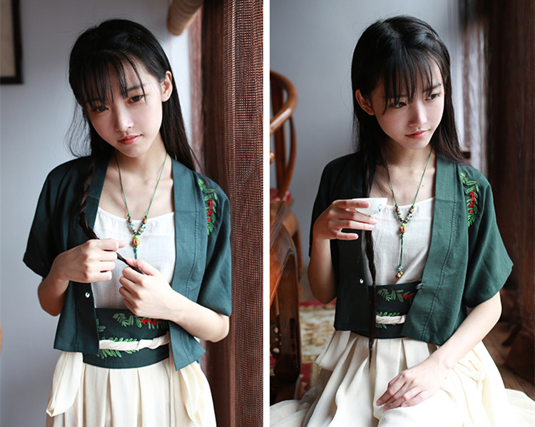 匠心啟航閱讀繡花日常漢元素對(duì)襟短款上襦