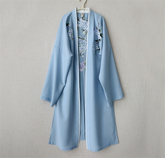  匠心啟航閱讀設計刺繡漢元素長款褙子