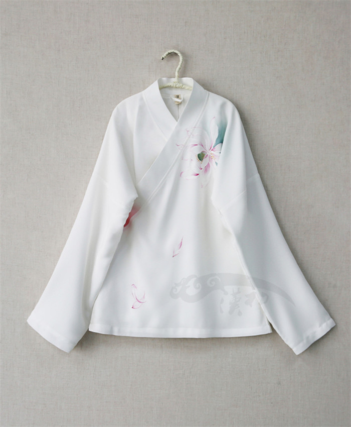 手繪漢元素漢服女交領(lǐng)雙層長袖上衣